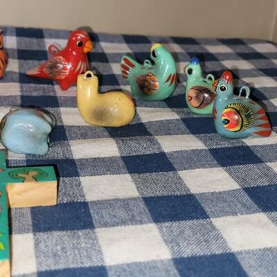 Lot 280: Ceramic Christmas Ornaments and Wood Cross Lot 