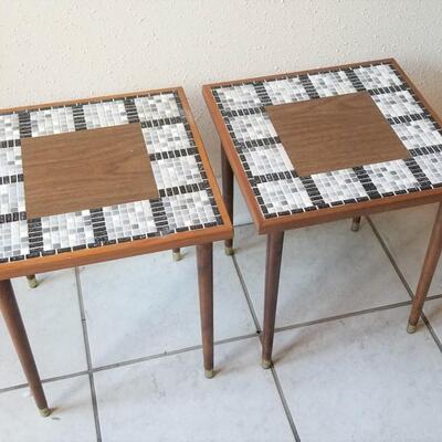 Lot #184  Pair of Mid Century Mosaic Side Tables