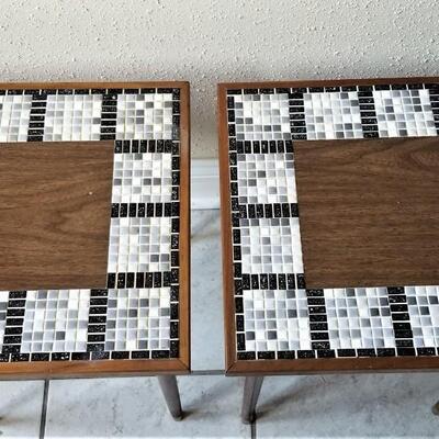 Lot #184  Pair of Mid Century Mosaic Side Tables