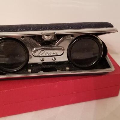 Lot #190  Mother of Pearl Opera Glasses - vintage Dove binoculars in box
