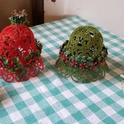 Lot 345: Flocked Bells (Red, Green & White)