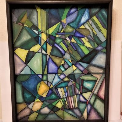 Lot #219  Great MidCentury Modern Oil on Canvas - dated 1961