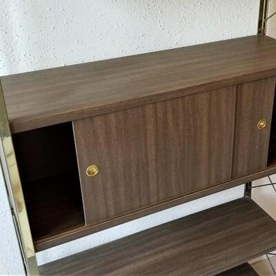 Lot #223  Mid Century Modern Metal Bookcase - Sliding Doors