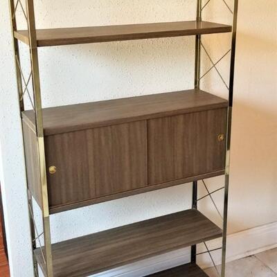 Lot #223  Mid Century Modern Metal Bookcase - Sliding Doors