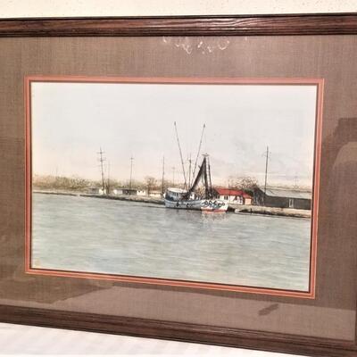 Lot #228   Shrimp Boat Print in Frame - no signature