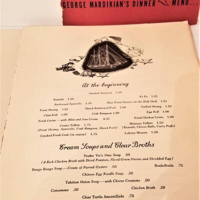 Lot #229  Two Vintage Menus - Trader Joe's and Omar Khayyam - 1950's