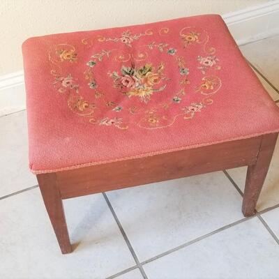 Lot #230  Vintage Needlepoint Footstool