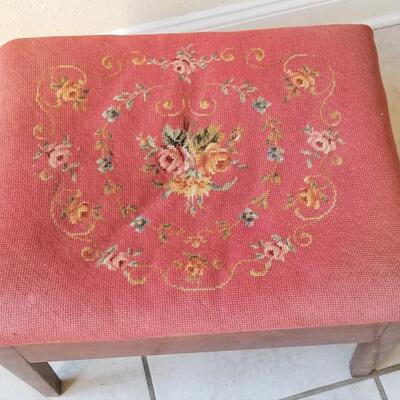 Lot #230  Vintage Needlepoint Footstool