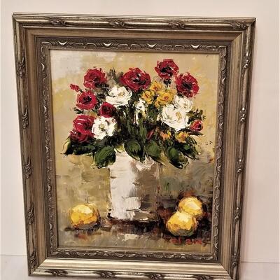 Lot #235  Small Floral Oil on Canvas