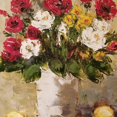 Lot #235  Small Floral Oil on Canvas