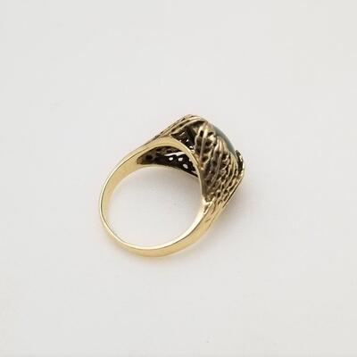 Lot #241  14kt yellow gold & jade ring - sz 7.5