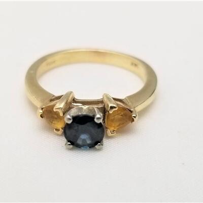 Lot #243  14kt Gold Ring - sz 7.5 - Sapphire/Citrine
