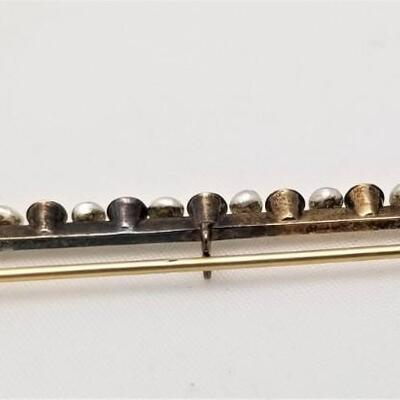 Lot #244  Vintage Bar Pin - 14kt gold, seed pearls