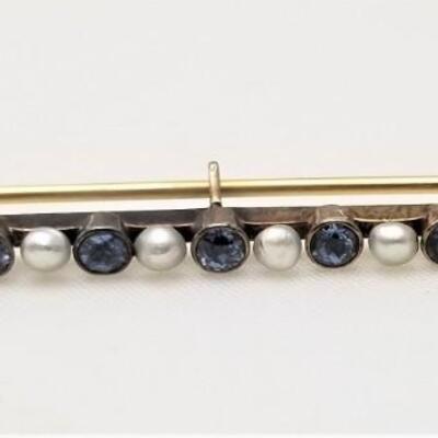 Lot #244  Vintage Bar Pin - 14kt gold, seed pearls