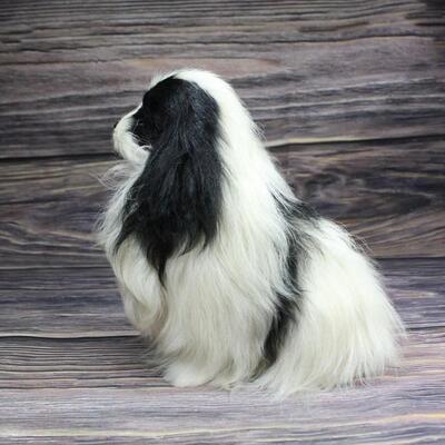 Vintage Dog Figurine Made of Goat Fur