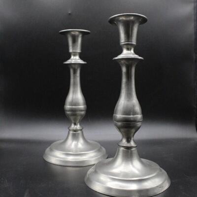 Vintage Pair of Pewter Candlestick Holders from the Henry Ford Museum  
