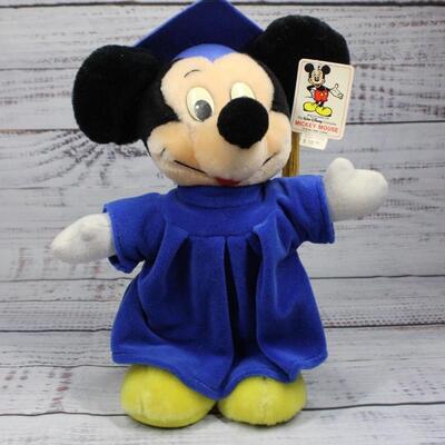 Vintage Mickey Mouse Graduation Plush Cap & Gown Stuffed Animal