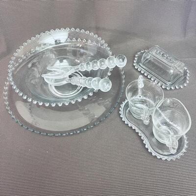 Lot 18 Group Candlewick Depression Glass 9 pcsSalad Set Covered Butter Cream Sugar