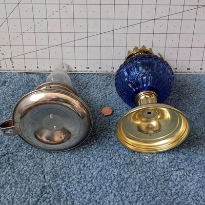 #21 Vintage Oil Lamps- Cobalt Blue Glass & Metal Kerosene