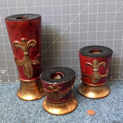 #27 Red/Gold Colored Candlestick Holders