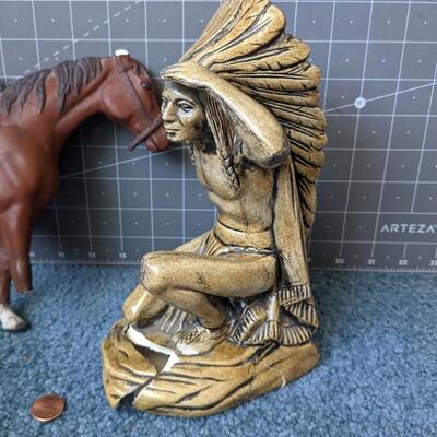 #49 Native American Coin Bank & Horse