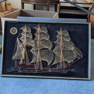 #77 Nail, String & Wire Framed Ship
