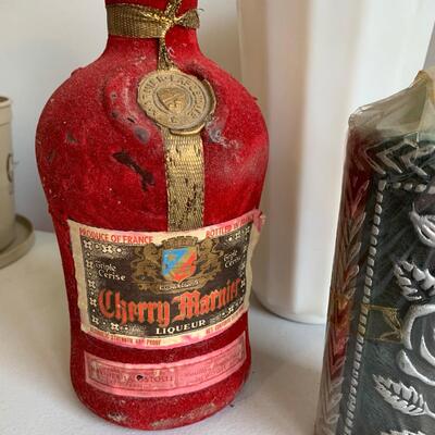 #142 Candles, Vase & Cherry Marnier Liqueur Bottle