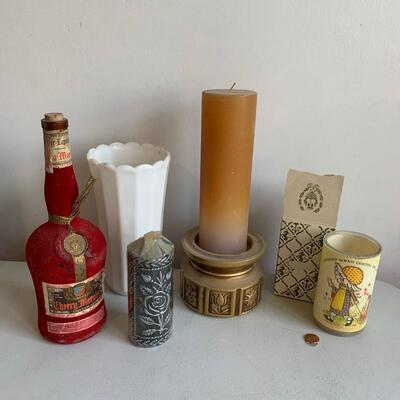 #142 Candles, Vase & Cherry Marnier Liqueur Bottle