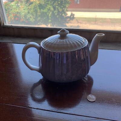 #172 Purple &  White Floral Porcelain Tea Pot 