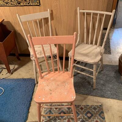 #265 Pink & White Wooden Chairs