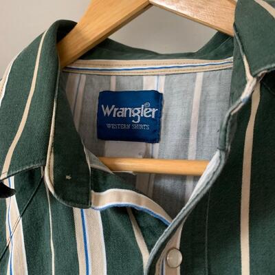 #287 Wrangler Green Stripe XL Shirt