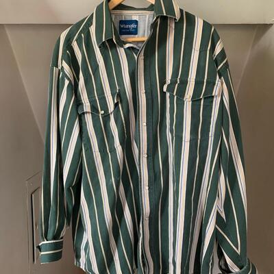 #287 Wrangler Green Stripe XL Shirt