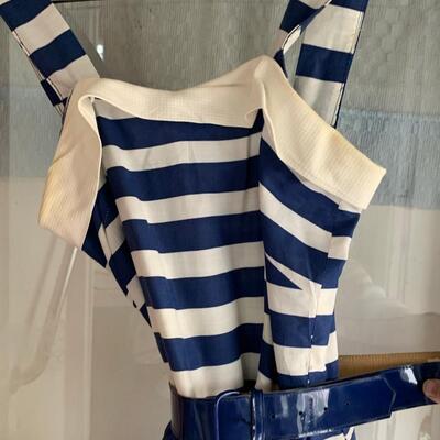 #289 Blue & White Striped Dress Small