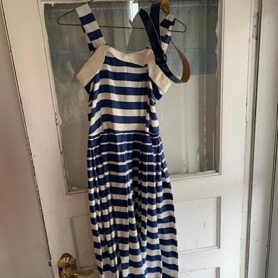 #289 Blue & White Striped Dress Small
