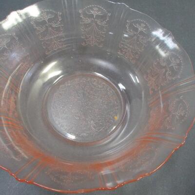 Lot 16 - Pink Crystal Etched Glass Dishes
