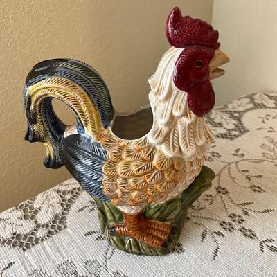 Lot 51 Group Kitchen Ceramics Rooster Pitcher + Fruit Basket Cookie Jar + Royal Worcester