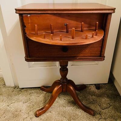 Lot 60 Vintage Sewing Cabinet 4 Leg Pedestal Swing Out Thread Holder