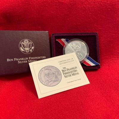 90% SILVER DOLLAR BEN FRANKLIN FIREFIGHTERS MEDAL