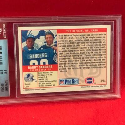 BECKETT GRADED NEAR MINT BARRY SANDERS ROOKIE