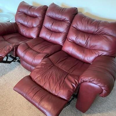 LOT#7L: Pair of Faux Leather Reclining Sofas