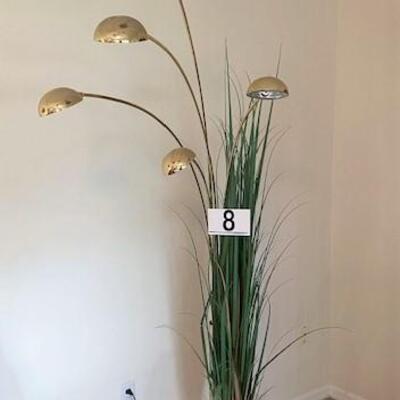LOT#8L: MCM-Style 5-Light Floor Lamp with Faux Reeds