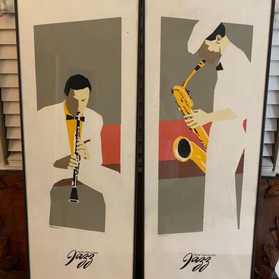Pair of N. O. Jazz signed and framed prints