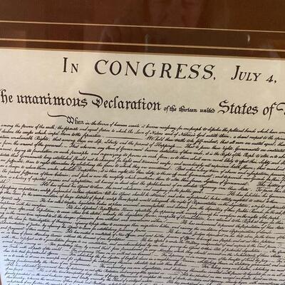 Framed print of the signed declaration of independence