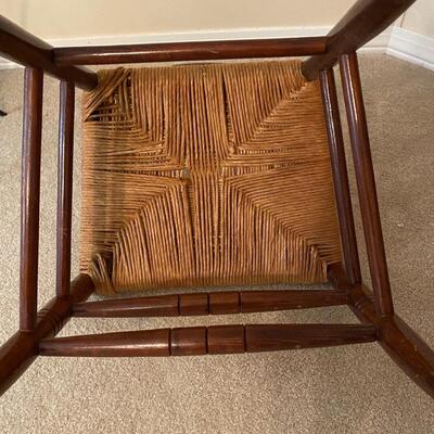 Vintage wooden chair with rush seat