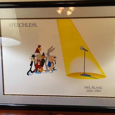 Vintage â€œSpeechlessâ€ Mel Blanc framed movie poster