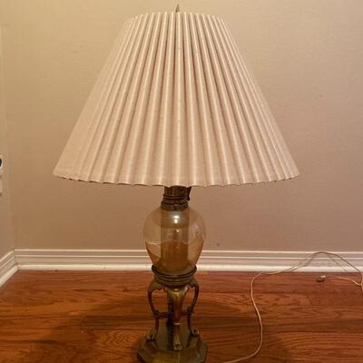 Pair of lovely vintage brass & glass lamps