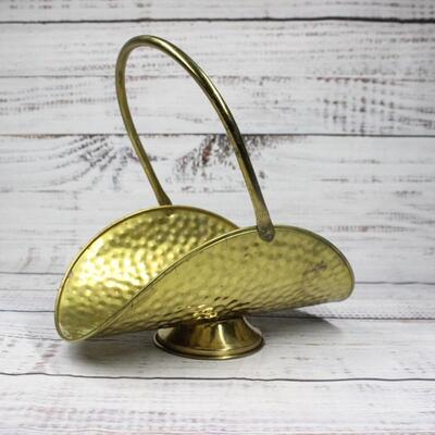 Vintage Made in Holland Hammered Brass Basket by Nijhof Zevenaar