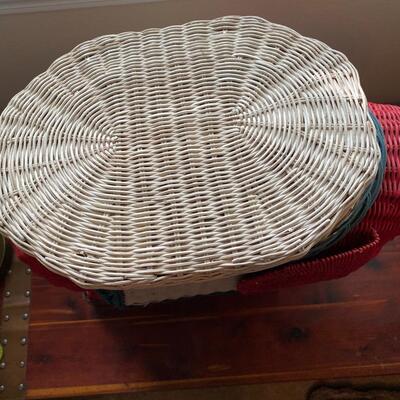 Red, White & Blue Wicker Elephant stool/plant stand