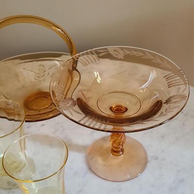 Lot 501: Pink, Yellow, and Amber Depression Glass