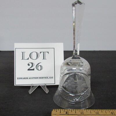 Nice Clear Cut Glass Bell with Grapes and Leaves Cutting    See additional photos